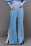 S&N by Shantnu Nikhil_Blue Flared Trouser _Online_at_Aza_Fashions