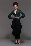 Buy_S&N By Shantnu Nikhil_Black Cowl Draped Pant_at_Aza_Fashions