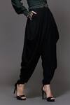S&N By Shantnu Nikhil_Black Cowl Draped Pant_Online_at_Aza_Fashions