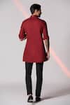 Shop_S&N by Shantnu Nikhil_Red Cotton Embroidery Thread Crest Short Kurta For Men_at_Aza_Fashions