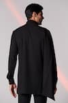 Shop_S&N by Shantnu Nikhil_Black Terylene Embroidery Thread Draped Short Kurta _at_Aza_Fashions