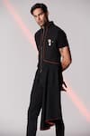 Buy_S&N by Shantnu Nikhil_Black Terylene Draped Waistcoat_Online_at_Aza_Fashions