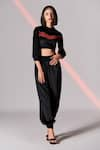 Buy_S&N by Shantnu Nikhil_Black Poly Jersey Round Cropped Sweatshirt _at_Aza_Fashions