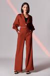 Buy_S&N by Shantnu Nikhil_Orange Terylene Bishop Sleeve Cropped Shacket_at_Aza_Fashions