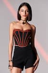 Buy_S&N by Shantnu Nikhil_Black Terylene Sweetheart Neck Strapless Corset Top _Online_at_Aza_Fashions