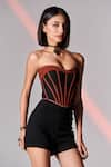 Shop_S&N by Shantnu Nikhil_Black Terylene Sweetheart Neck Strapless Corset Top _Online_at_Aza_Fashions