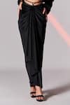 Buy_S&N by Shantnu Nikhil_Black Poly Jersey Velvet Twisted Draped Skirt_Online_at_Aza_Fashions