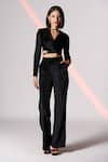 Buy_S&N by Shantnu Nikhil_Black Velvet Flared Trousers _at_Aza_Fashions