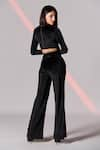 Shop_S&N by Shantnu Nikhil_Black Velvet Flared Trousers _at_Aza_Fashions