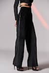 S&N by Shantnu Nikhil_Black Velvet Flared Trousers _Online_at_Aza_Fashions