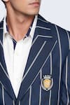 Shop_S&N by Shantnu Nikhil_Blue Suiting Fabric Embroidered Crest Striped Pattern Jacket _Online_at_Aza_Fashions