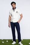 Buy_S&N By Shantnu Nikhil_Off White Knitted Fabric Crest Placement Embroidered Shirt_at_Aza_Fashions