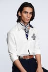 Buy_S&N by Shantnu Nikhil_Off White Terylene Embroidered Logo Placement Shirt _Online_at_Aza_Fashions