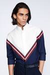 Buy_S&N by Shantnu Nikhil_Off White Terylene Embroidered Logo Patch Shirt _Online_at_Aza_Fashions