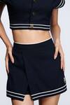 S&N by Shantnu Nikhil_Blue Poly Blend Divider Skirt_Online_at_Aza_Fashions