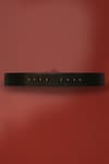 S&N by Shantnu Nikhil_Black Aerial Crested Metallic Engrave Logo Belt _Online_at_Aza_Fashions