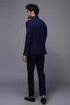 Shop_S&N by Shantnu Nikhil_Blue Poly Blend Plain Mandarin Collar Bandhgala _at_Aza_Fashions