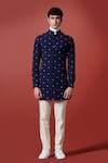 Buy_S&N by Shantnu Nikhil_Blue Terylene Printed Kurta _at_Aza_Fashions