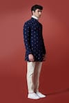 Shop_S&N by Shantnu Nikhil_Blue Terylene Printed Kurta _at_Aza_Fashions