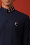 S&N by Shantnu Nikhil_Blue Nylon Nehru Collar Shirt _at_Aza_Fashions