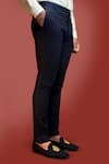 Shop_S&N by Shantnu Nikhil_Blue Cotton Plain Straight Legged Trouser _at_Aza_Fashions