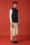 S&N by Shantnu Nikhil_Blue Nylon Plain Sleeveless Waistcoat _Online_at_Aza_Fashions