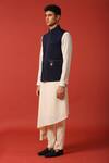 Buy_S&N by Shantnu Nikhil_Blue Nylon Plain Sleeveless Waistcoat _Online_at_Aza_Fashions