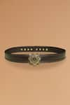 Buy_S&N by Shantnu Nikhil_Brown Aerial Crested Leather Belt _at_Aza_Fashions