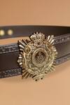 S&N by Shantnu Nikhil_Brown Aerial Crested Leather Belt _Online_at_Aza_Fashions