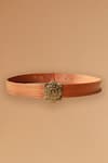 Buy_S&N by Shantnu Nikhil_Brown Aerial Crested Engrave Logo Belt _at_Aza_Fashions