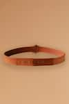 Shop_S&N by Shantnu Nikhil_Brown Aerial Crested Engrave Logo Belt _at_Aza_Fashions