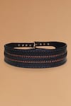 Shop_S&N by Shantnu Nikhil_Black Braided Broad Leather Belt _at_Aza_Fashions