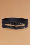 S&N by Shantnu Nikhil_Black Braided Broad Leather Belt _Online_at_Aza_Fashions