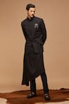 Buy_S&N by Shantnu Nikhil_Black Cotton Textured Bandhgala _Online_at_Aza_Fashions