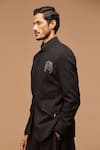 Shop_S&N by Shantnu Nikhil_Black Cotton Textured Bandhgala _Online_at_Aza_Fashions