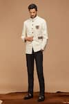 Shop_S&N by Shantnu Nikhil_White Poly Blend Embroidered Bandhgala _Online_at_Aza_Fashions