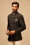 Buy_S&N by Shantnu Nikhil_Grey Poly Blend Hand Embroidered Bandhgala _at_Aza_Fashions