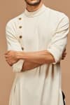 S&N by Shantnu Nikhil_White Cotton Asymmetric Draped Kurta _at_Aza_Fashions