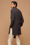 Shop_S&N by Shantnu Nikhil_Grey Poly Blend Asymmetric Draped Kurta_at_Aza_Fashions