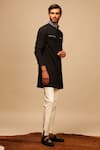 S&N by Shantnu Nikhil_Black Cotton Embroidered Shirt Kurta _Online_at_Aza_Fashions