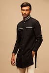 Shop_S&N by Shantnu Nikhil_Black Cotton Embroidered Shirt Kurta _Online_at_Aza_Fashions