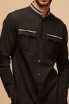 S&N by Shantnu Nikhil_Black Cotton Embroidered Shirt Kurta _at_Aza_Fashions