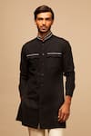 Buy_S&N by Shantnu Nikhil_Black Cotton Embroidered Shirt Kurta _at_Aza_Fashions