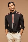 Buy_S&N by Shantnu Nikhil_Black Terylene Embroidered Slim Fit Shirt _at_Aza_Fashions