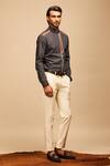 S&N by Shantnu Nikhil_Grey Terylene Embroidered Slim Fit Shirt _Online_at_Aza_Fashions