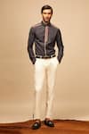 Buy_S&N by Shantnu Nikhil_Grey Terylene Embroidered Slim Fit Shirt _Online_at_Aza_Fashions