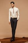 Shop_S&N by Shantnu Nikhil_White Terylene Slim Fit Shirt _Online_at_Aza_Fashions