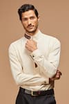 S&N by Shantnu Nikhil_White Terylene Slim Fit Shirt _at_Aza_Fashions