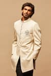 Buy_S&N by Shantnu Nikhil_White Cotton Embroidered Sherwani _at_Aza_Fashions