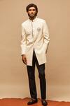 Buy_S&N by Shantnu Nikhil_White Cotton Embroidered Sherwani _Online_at_Aza_Fashions